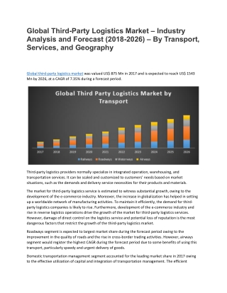 Global Third-Party Logistics Market – Industry Analysis and Forecast