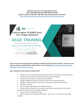 Get More Power from Your Sage Solutions with Sage Training