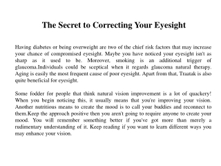 The Secret to Correcting Your Eyesight