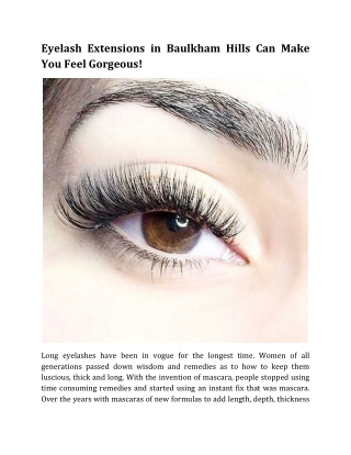 Eyelash Extensions in Baulkham Hills Can Make You Feel Gorgeous!