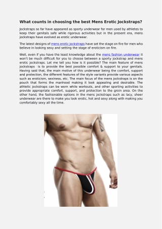 What counts in choosing the best Mens Erotic Jockstraps?