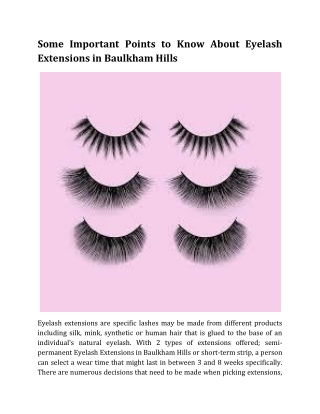 Some Important Points to Know About Eyelash Extensions in Baulkham Hills