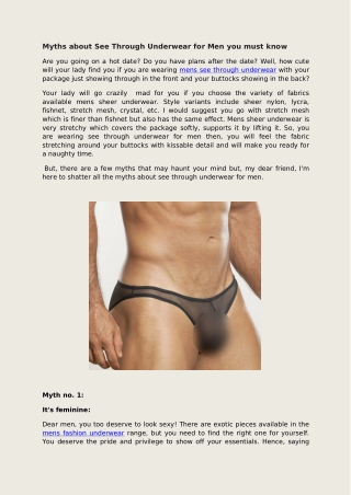 Myths about See Through Underwear for Men you must know
