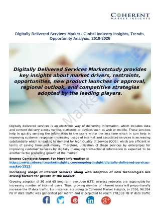 Digitally Delivered Services Market - Global Industry Insights, Trends, Opportunity Analysis, 2018-2026