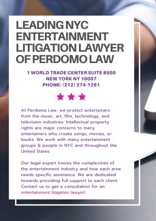 Leading NYC Entertainment Litigation Lawyers at Perdomo Law