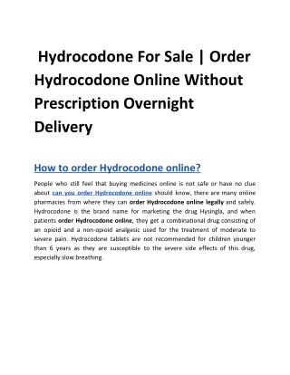 Hydrocodone For Sale | Order Hydrocodone Online Without Prescription Overnight Delivery