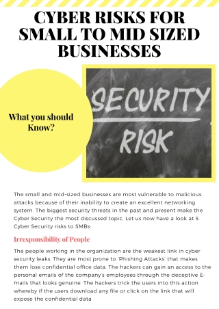 Insight Into 5 Cyber Security Risks For Small To Mid-Sized Organizations