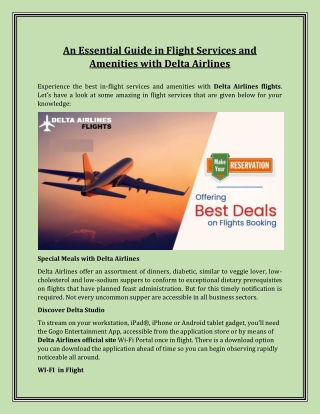 An Essential Guide in Flight Services and Amenities with Delta Airlines