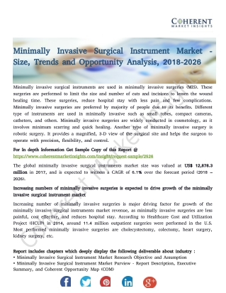 Minimally Invasive Surgical Instrument Market - Size, Trends and Opportunity Analysis, 2018-2026