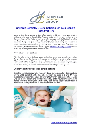 Children Dentistry - Get a Solution for Your Child’s Teeth Problem