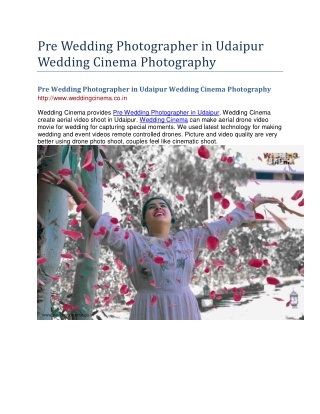 Pre Wedding Photographer in Udaipur Wedding Cinema Photography