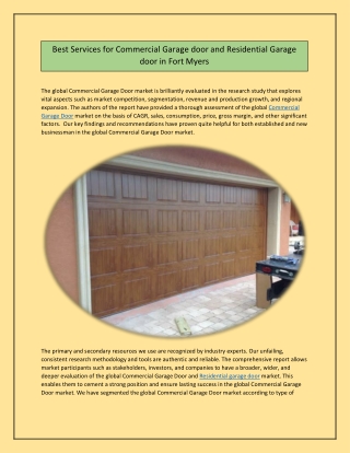 Best Services for Commercial Garage door and Residential Garage door in Fort Myers