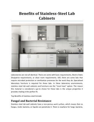 Benefits of Stainless-Steel Lab Cabinets