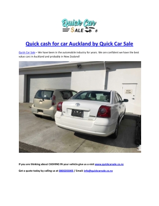 Quick cash for car Auckland by Quick Car Sale