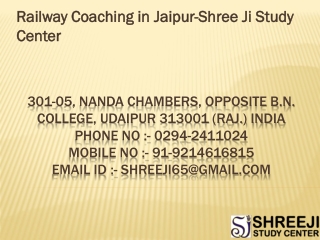 Railway Coaching in Jaipur- SHREE JI Study Center