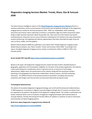 Diagnostics imaging Services Market Challenges & Global Industry Analysis by 2030