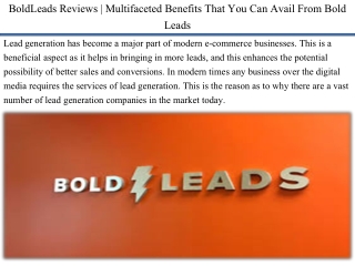 BoldLeads Reviews | Multifaceted Benefits That You Can Avail From Bold Leads