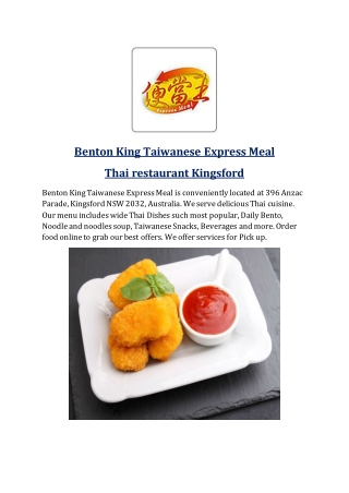 Benton King Taiwanese Express Meal - Order Thai food online