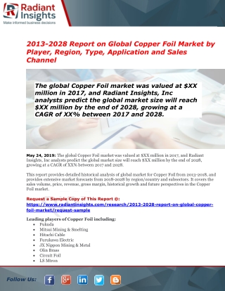 Global Copper Foil Market Segmentation, Opportunities, Trends & Future Scope 2013 to 2028
