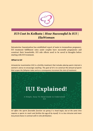 IUI Cost In Kolkata | How Successful Is IUI | ElaWoman