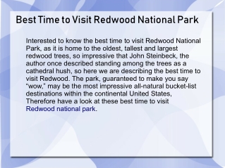 best time to visit redwood national park