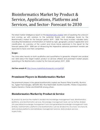 Bioinformatics Market business Growth, Size, Share and Trends 2019-2030