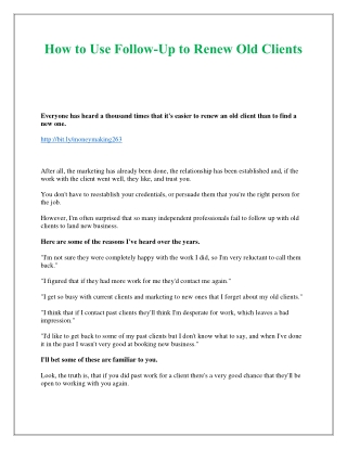How to Use Follow-Up to Renew Old Clients