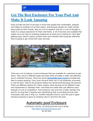 Get The Best Enclosure For Your Pool And Make It Look Amazing