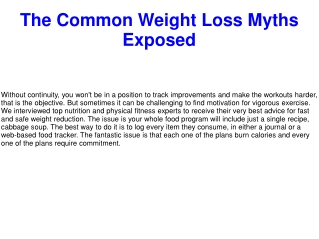 The Common Weight Loss Myths Exposed