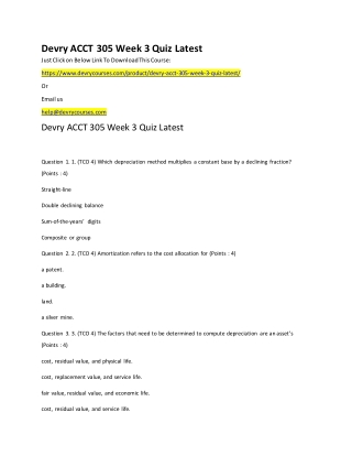 Devry ACCT 305 Week 3 Quiz Latest