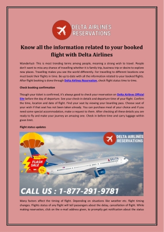 Know all the information related to your booked flight with Delta Airlines