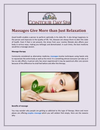 Massages Give More than Just Relaxation