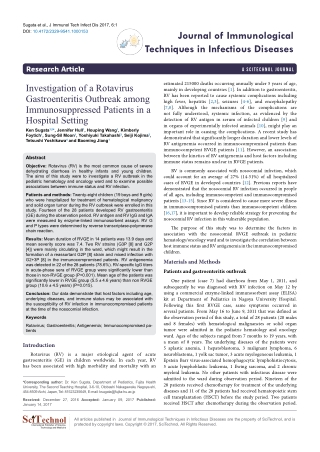 Investigation of a Rotavirus Gastroenteritis Outbreak among Immunosuppressed Patients in a Hospital Setting