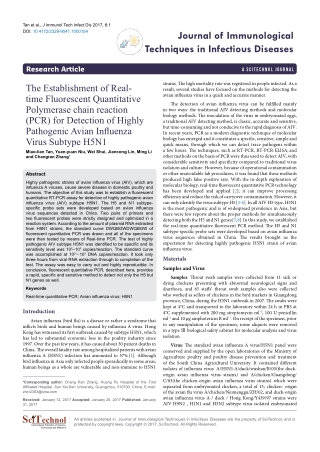 The Establishment of Realtime Fluorescent Quantitative Polymerase chain reaction (PCR) for Detection of Highly Pathogeni