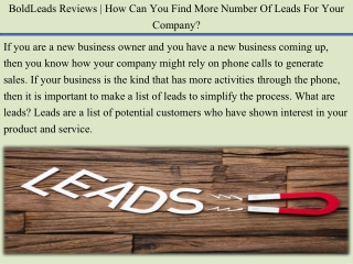 BoldLeads Reviews | How Can You Find More Number Of Leads For Your Company?