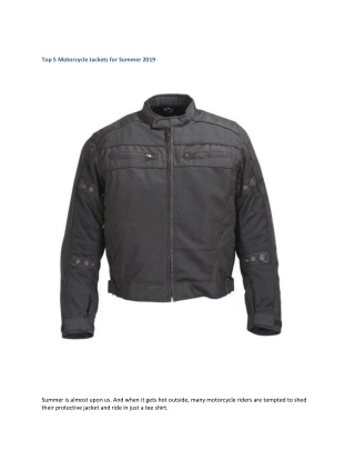 Top 5 Motorcycle Jackets for Summer 2019