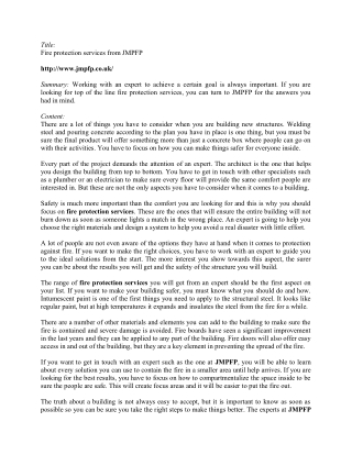 Fire protection services from JMPFP