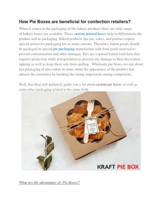 How Pie Boxes are beneficial for confection retailers?