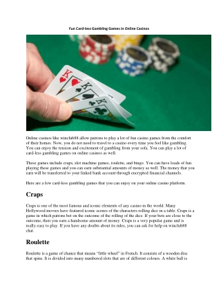 Fun Card-less Gambling Games in Online Casinos