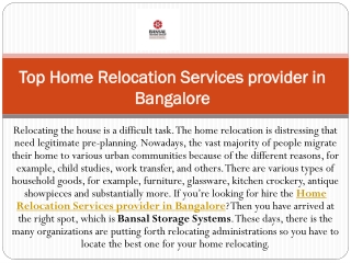 Top Home Relocation Services provider in Bangalore