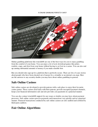 IS ONLINE GAMBLING PERFECTLY SAFE?