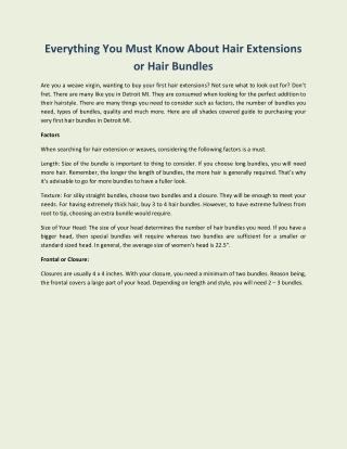 Everything You Must Know About Hair Extensions or Hair Bundles