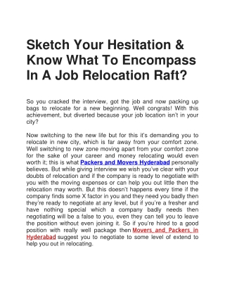 Sketch Your Hesitation & Know What To Encompass In A Job Relocation Raft?