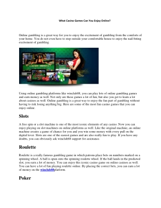 What Casino Games Can You Enjoy Online