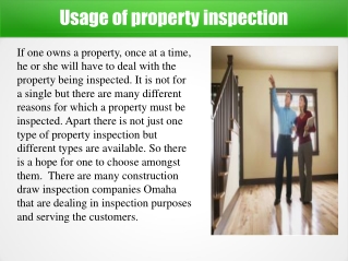 Usage of property inspection