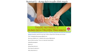 Nutrisol S - dung dịch truyền tĩnh mạch