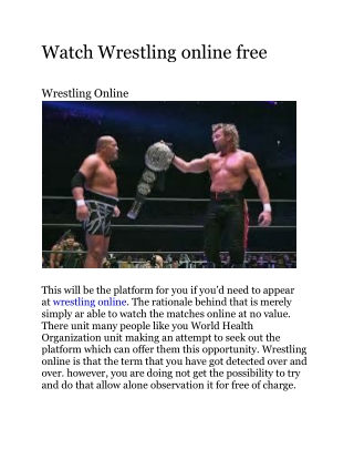 Watch Wrestling online free