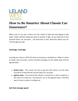 How to Be Smarter About Classic Car Insurance?