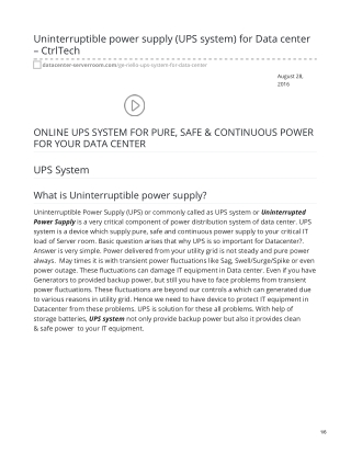 Uninterruptible power supply ups system for data center ctrltech. #UPS #PowerSupply #upsconfiguration