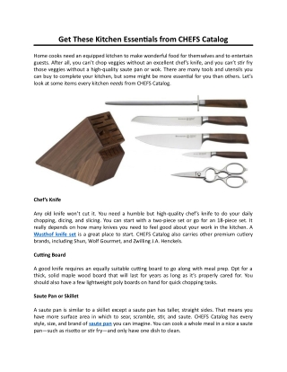 Get These Kitchen Essentials from CHEFS Catalog